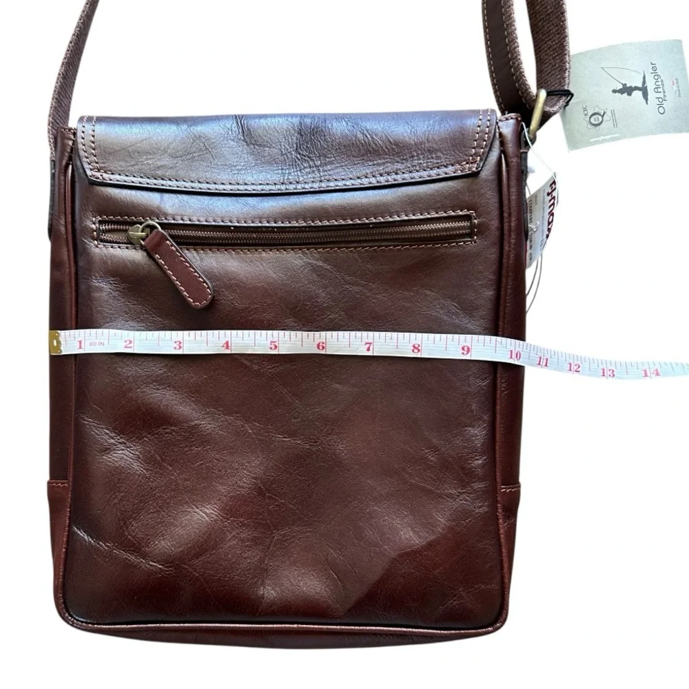 Old Angler Firenze Leather Satchel Bag For IPad Brown NWT